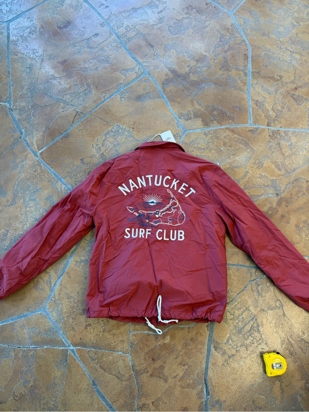 Rare Faherty Men's Nantucket Surf Club Coach Jacket Red/White Snap- M